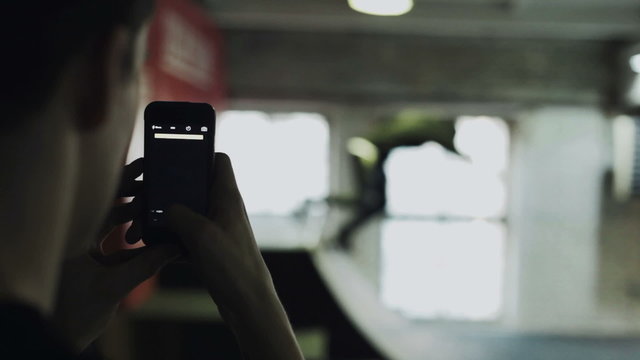 Filmed on the phone trick on a skateboard