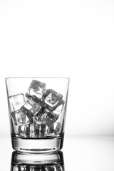 The ice in glass on white background