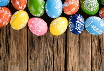 Easter eggs on wooden background
