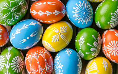 Easter eggs on wooden background