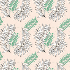 Naklejka premium Beautiful seamless pattern with tropical flowers.