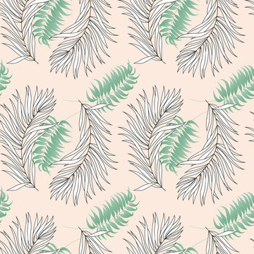 Beautiful seamless pattern with tropical flowers.