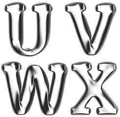 Metallic or silver alphabet on white background.  Added clipping path