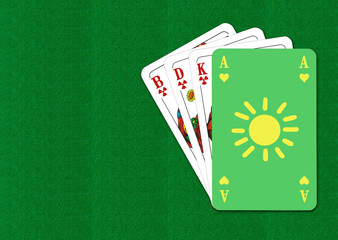 Energiewende 42 / Spielkarten, Symbol Sonne, Textfreiraum