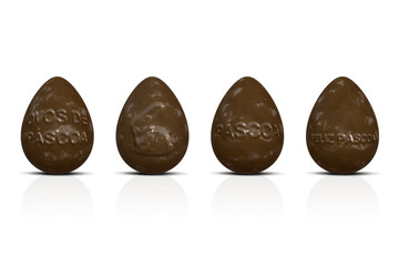 Chocolate Easter eggs with texts