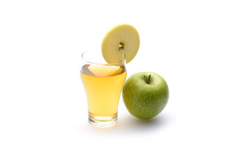 Apple juice on white background