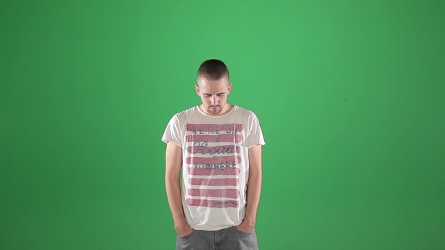 Greenscreen Kopfnicken Musik Mann