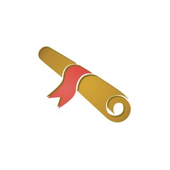 Icono de un diploma enrollado. Ilustración vectorial aislada