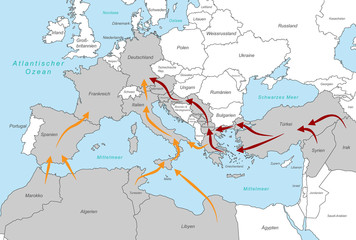 Flüchtlingsrouten - Balkanroute © ii-graphics
