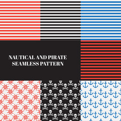 vintage nautical and pirate seamless pattern
