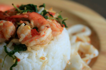 shrimp seafood basil rice
