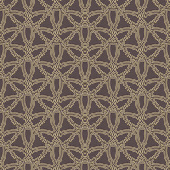 Seamless vector brown and golden ornament. Modern geometric pattern with repeating elements