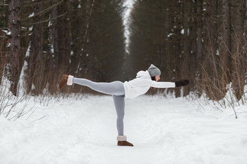 Winter yoga session in beautiful place