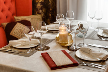 The laid table at restaurant
