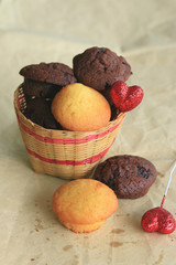 chocolate muffins red heart