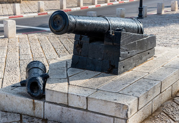 cannon in old town of Jaffa, Tel Aviv, Israel