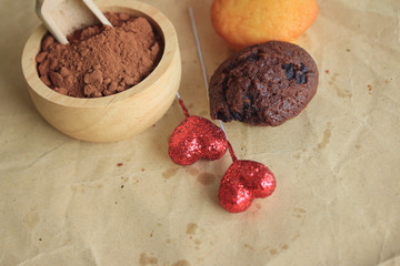 chocolate muffins red heart