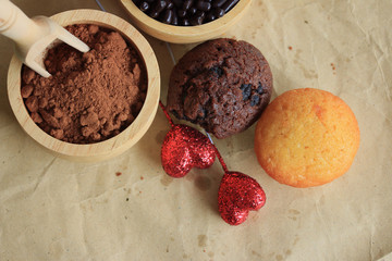 chocolate muffins red heart