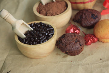 chocolate muffins red heart
