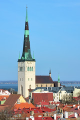 Obraz premium View of the St. Olaf's Church in the Tallinn Old Town, Estonia. According to some sources it was the tallest building in the world from 1549 to 1625.