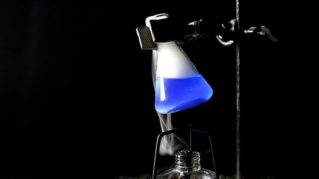 the chemical flask with a reagent