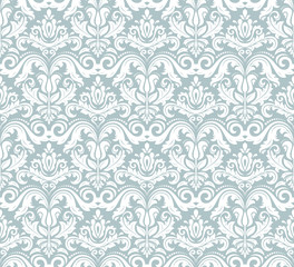 Seamless oriental ornament in the style of baroque. Traditional classic blue and white vector pattern