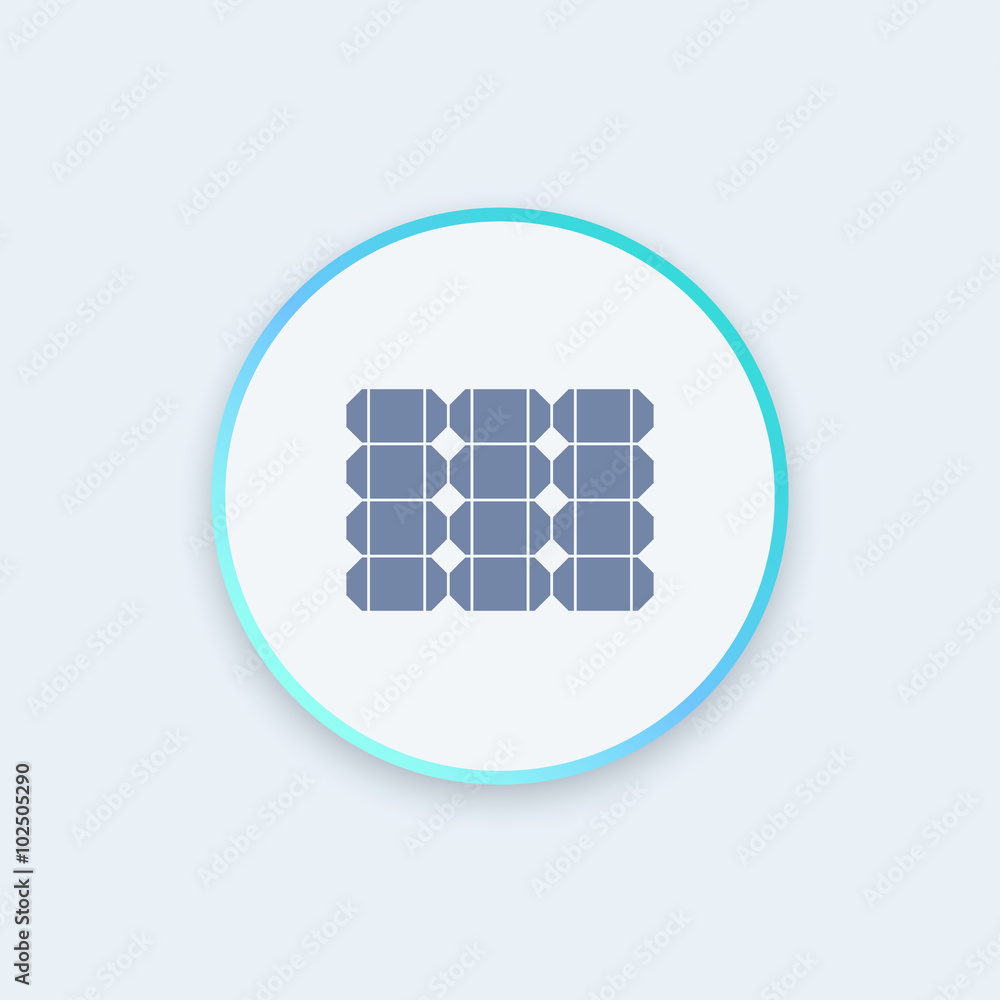 Poster Solar energy icon, solar panel round stylish icon, vector illustration