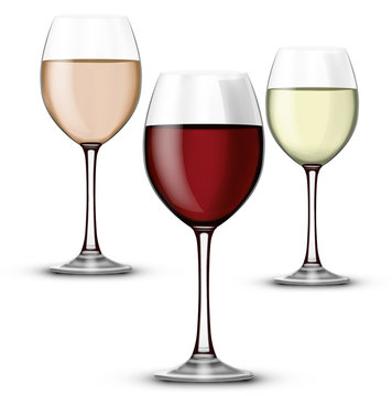 Compo verre vin rouge rosé et blanc