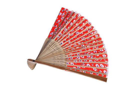 female hand fan isolated on white background