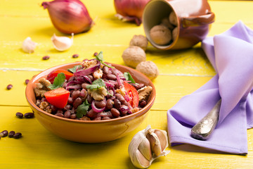 Red beans fried with onions