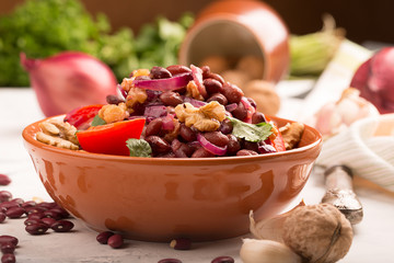 Red beans fried with onions