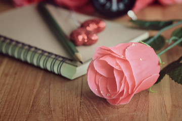 pink artificial rose vintage