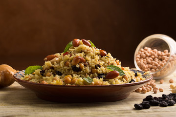 Traditional dish of rice (pilaf) cooked with spices