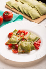 Green Italian ravioli