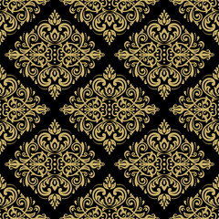 Seamless oriental ornament in the style of baroque. Traditional classic vector golden pattern