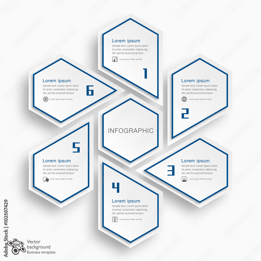 Sticker chart design template_6 step process #vector graphic