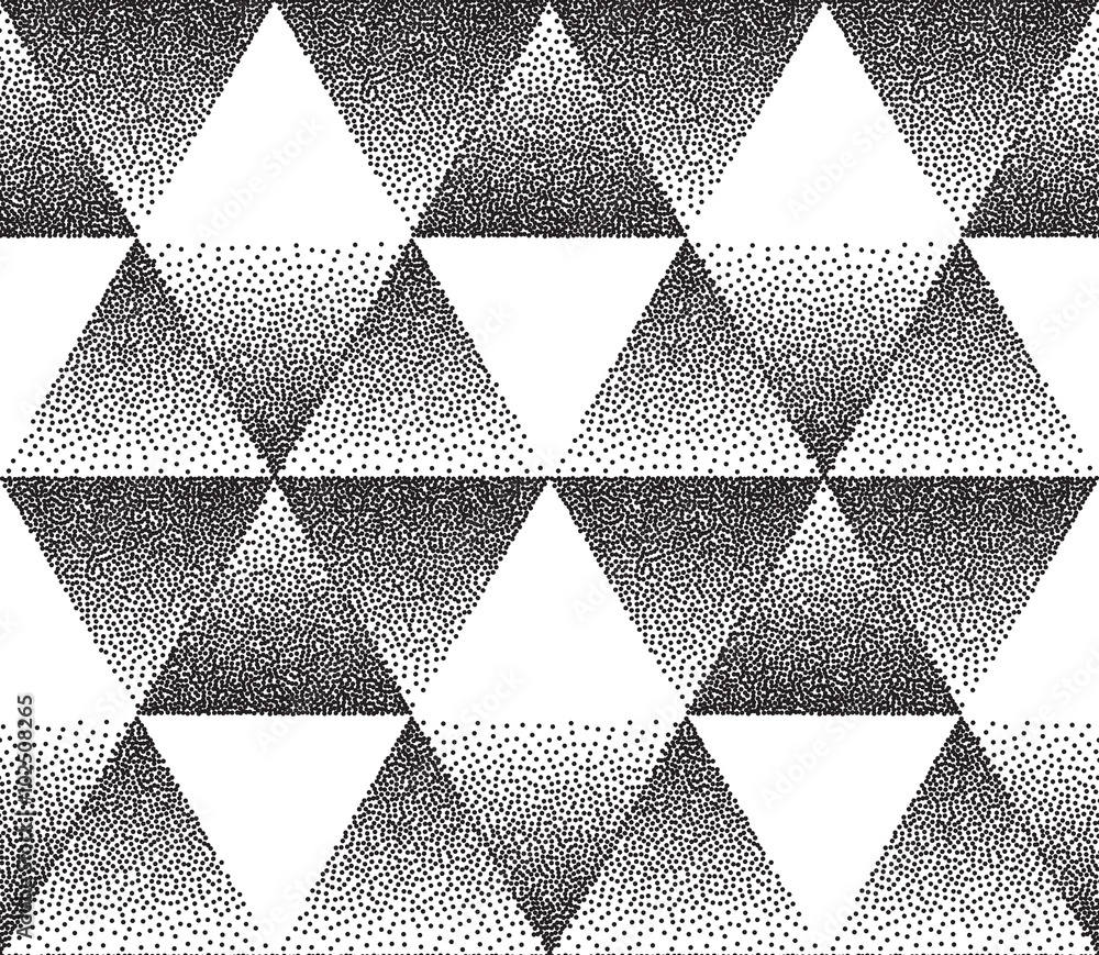 Poster seamless pattern with dotted triangular texture. vector geometric dotted triangular pattern