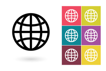 Globe vector icon. Globe symbol or globe pictogram for logo with globe or label with globe