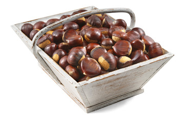 chestnuts in wooden basket