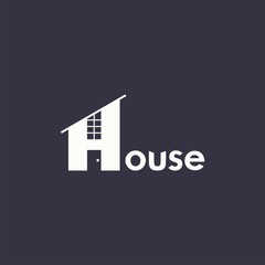 logo house with word house. Vector logo design. Vector Illustration.