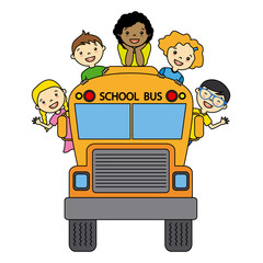 school bus with students