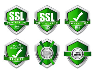 SSL Protection Secure Green Shield Vector Icon