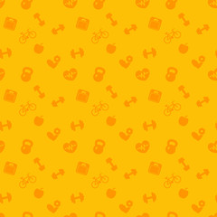 seamless pattern with fitness icons, fitness background, vector illustration