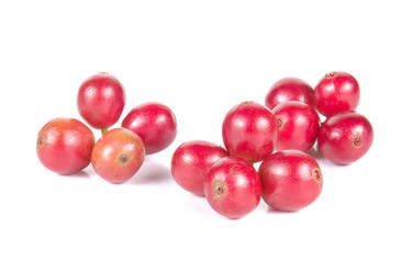 Fresh coffee beans,Fresh red beans on white background.