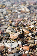 Close view of small rocks on the sea beach