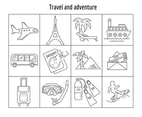 Vector set of linear icons 
