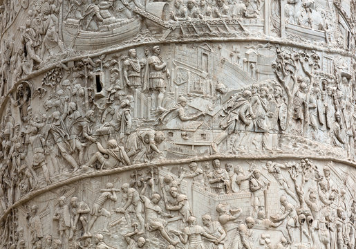 Column of Tajan . Roman triumphal column in Rome, Italy,