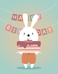  Cute Happy Birthday  Сard with funny animals. Eps10 file is convenient for editing, elements are in different layers.