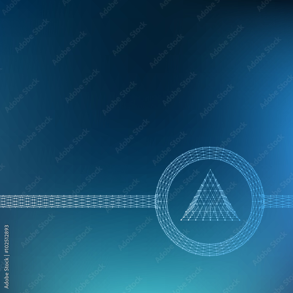 Poster mesh polygonal background. scope of lines and dots. triangle of the lines connected to points. molec
