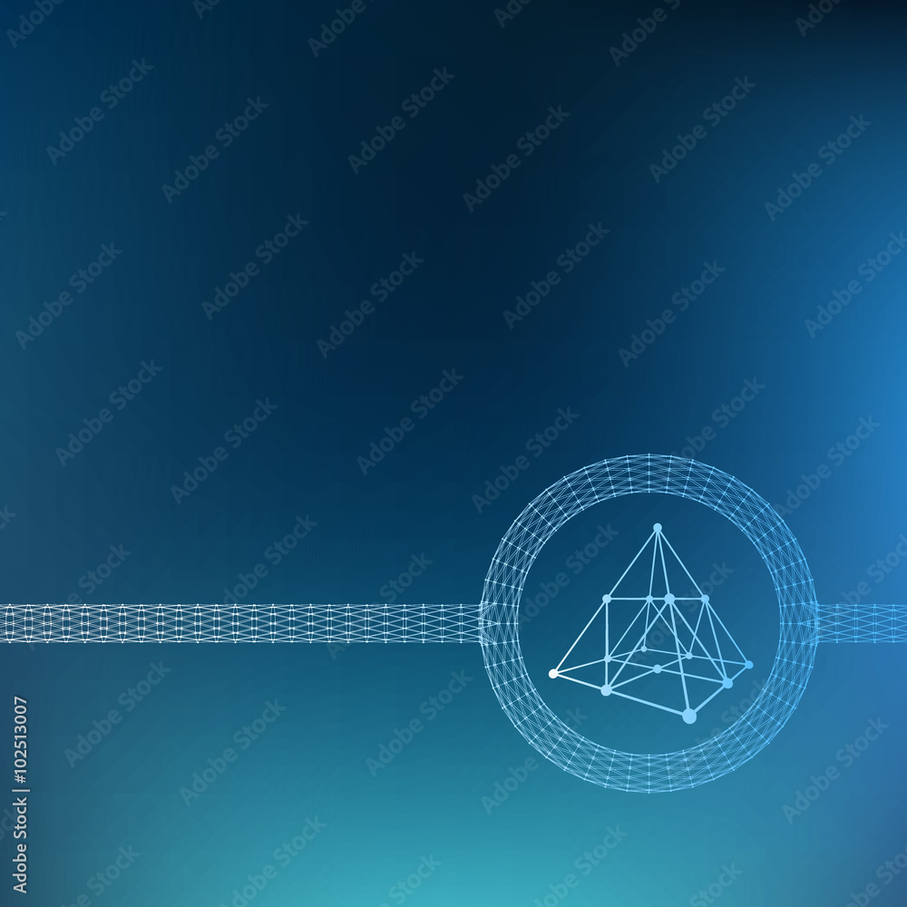 Poster mesh polygonal background. scope of lines and dots. triangle of the lines connected to points. molec